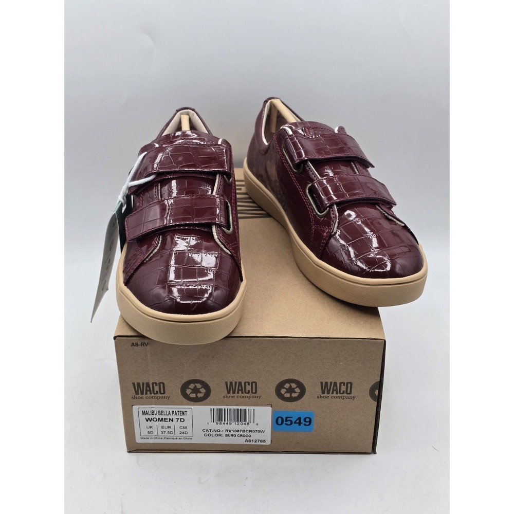 NEW Revitalign Orthotic BURGUNDY Croco Sneakers Malibu Bella Patent Sz 7 D
